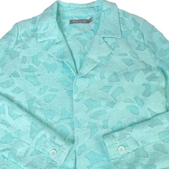 209 Wst 38 Aqua Mesh Cutout Jacket Size 6 - Picture 6 of 11